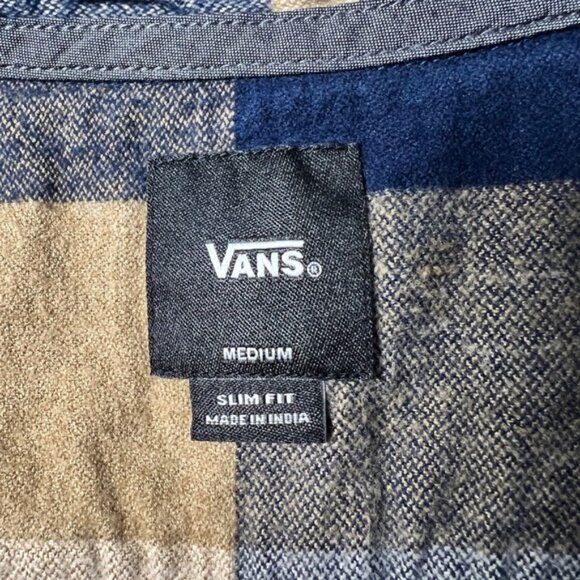 VANS plaid flannnel - slim fit - size M - navy blue - Picture 5 of 6